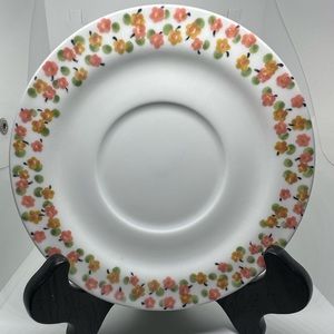 Ginori Peach Green Floral Flat Saucer